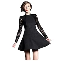 Fall Winter Combo Jersey lace Dress plus1x-10x