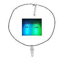 Vintage Natural Luminous Crystal Necklace Hexagonal Prism Fluorescent Stone Necklace Pendulum Pendant Jewelry