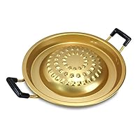Bulgogi Plate Tray Pan Grill Topper Pan with Handle 11.8, Fry Cook Pan Kitchenware for Korean BBQ, Aluminum Stovetop,for Camping,Shabu Meat Garlic Egg,Made in Korea