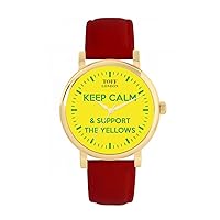 Football Fans Keep Calm and Support The Yellows Ladies Watch 38mm Case 3atm Water Resistant Custom Designed Quartz Movement Luxury Fashionable