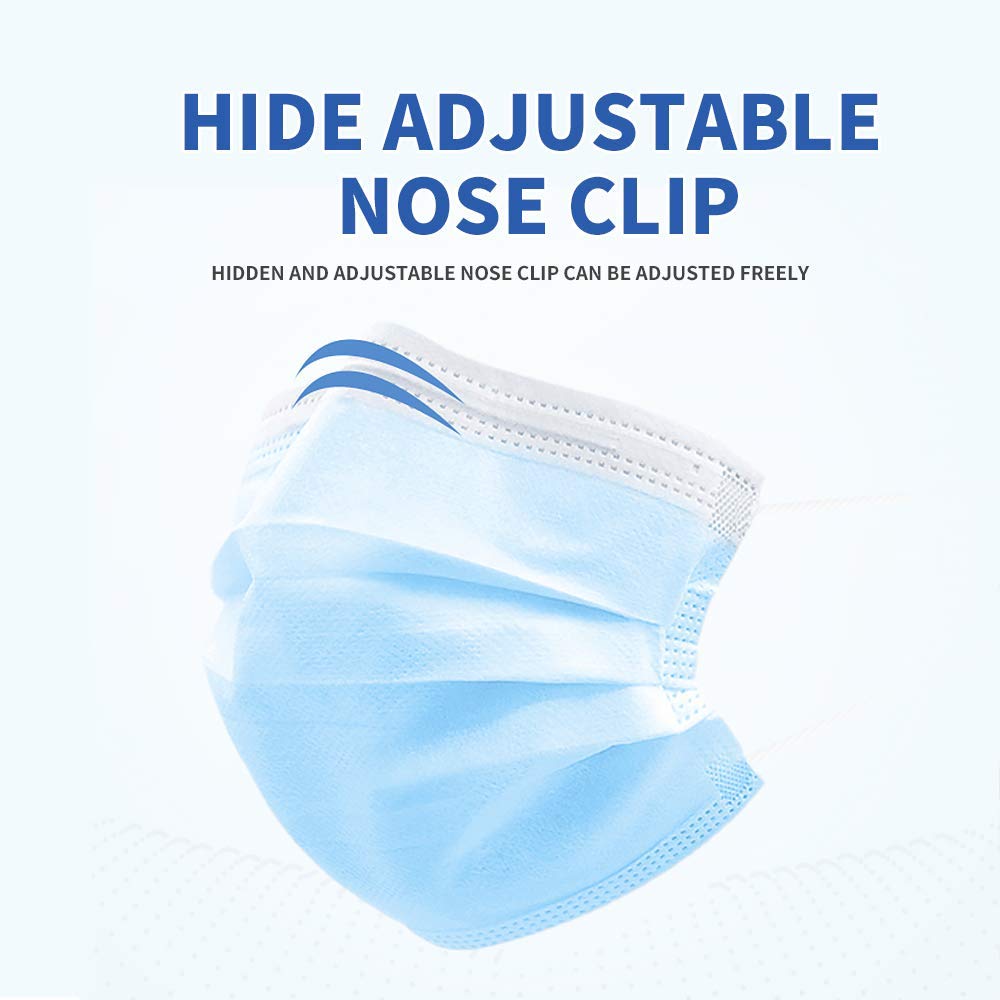 Asofcof 50PCS Disposable Face 3 Layer Anti-Dust Earloops Protective Cover Mask(Blue)