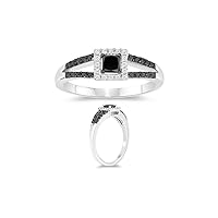 0.55 Cts Black & White Diamond Ring in 10K White Gold