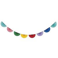 Colorful Scalloped Paper Fan Garland (1 Pc) - Eye-catching Decor for Parties & Events, Vibrant & Reusable Hanging Decoration