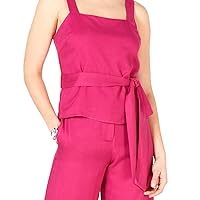 Womens Grace Belted Square Neck Tank Top Pink L