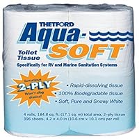 Thetford 03300 Aqua-Soft Toilet Tissue, 2-Ply, 4 Rolls (Pack of 6)