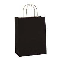 BagDream Kraft Paper Bags 8x4.25x10.5 Inches 100Pcs Gift Bags Party Favor Bags Shopping Bags Kraft Bags Retail Bags Black Paper Gift Bags with Handles Bulk