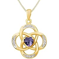 Celtic Knot Pendant Necklace in Yellow Gold Finish Sterling Silver W/Chain 18