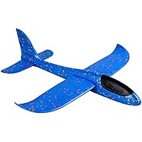 Bubble Set Blue Foam Aircraft Launch, 2 Flight Mode of Flight Airline Airline innercia Plane of Inertia (Large 19 inches) Blue Kids Ourdoor Sports Toy Gift