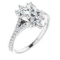 1 CT Heart Cut Anniversary Ring Moissanite VVS Colorless Wedding Ring for Women Her Bridal Gift Engagement Promise Rings 925 Sterling Silver Split Shank Antique