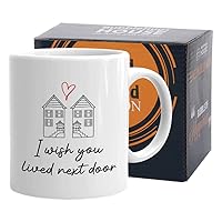 I Wish You Lived Next Door Mug 11 oz, Sentimental Moving Away Miss You Gift for Forever Friend from Childhood Friendship Teacher Neighbor, White