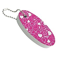 GRAPHICS & MORE Cute Hearts Love Pattern on Pink Floating Keychain Oval Foam Fishing Boat Buoy Key Float