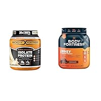 Body Fortress Super Advanced Isolate Protein Powder, Gluten Free, Vanilla Creme Flavored, 1.5 Lb & 100% Whey, Premium Protein Powder, Chocolate, 1.78lbs (Packaging May Vary)