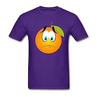 Men Personalized Cartoon Sad Orange T-Shirt Purple S