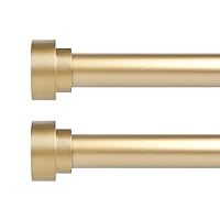 Gold Curtain Rods for Windows 48 to 84 Inch(4-7Ft)2 Pack,1 Inch Diameter Heavy Duty Curtain Rods,Ceiling & Wall Mount Window Rods Set, Modern Telescoping Drapery Rods for Indoor&Outdoor