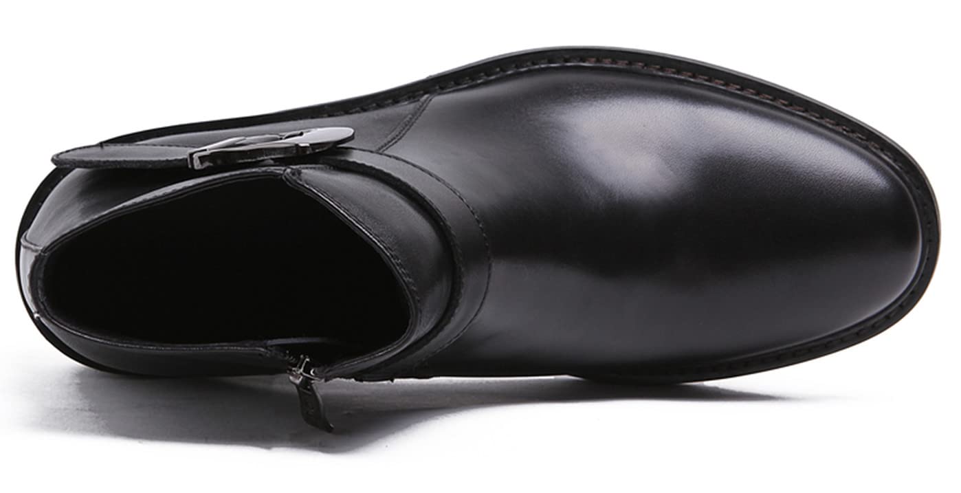 Santimon Mens Buckle Monk Strap Leather Dress Ankle Boots