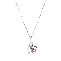 Disney Jewels Winnie the Pooh Letter 'G' Alphabet Necklace in 14K Rose Gold over Sterling Silver with 1/20 CTTW Diamonds