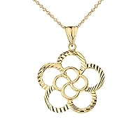 DESIGNER SPARKLE CUT FLOWER PENDANT NECKLACE IN YELLOW GOLD - Gold Purity:: 10K, Pendant/Necklace Option: Pendant Only