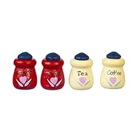 Melody Jane Dolls Houses Red Cream Blue Canister Set Storage Jars Miniature Kitchen Accessory