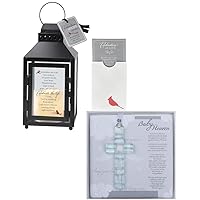 Infant Loss Sympathy Gift - Baby in Heaven Cross with Sentiment & Celebration of Life Lantern - Memorial Gift for Miscarriage