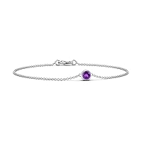 Amethyst Round 6.00mm Solitaire Adjustable Bracelet | Sterling Silver 925 With Rhodium Plated | Bracelet For Woman and Girls | It is Always Nice to Have a Bracelet for Any Occasion
