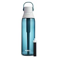 Brita Hard-Sided Plastic Premium Filtering Water Bottle, BPA-Free, Reusable, Replaces 300 Plastic Water Bottles, Filter Lasts 2 Months or 40 Gallons, Includes 1 Filter, Sea Glass - 26 oz.