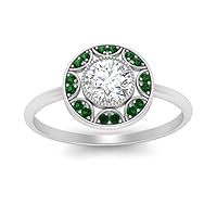 Choose Your Gemstone Art Deco Round Diamond CZ Ring sterling silver Round Shape Petite Wedding Engagement Matching Jewelry Easy to Wear Rings Gift US Size 4 to 12