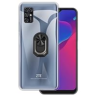for ZTE Blade V2020 Smart 8010 Ultra Thin Phone Case + Ring Holder Kickstand Bracket, Gel Pudding Soft Silicone Phone for ZTE Blade V20 Smart 6.82 inches (BlackRing-T)