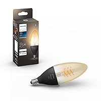 White Ambiance Filament E12 Candle Bulb Full Range of White Light, Compatible with Alexa, Google Assistant, and Apple HomeKit, Black