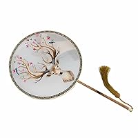 Women's Ancient Chinese Dress Silk Double-sided Embroidered Fans Deer 023