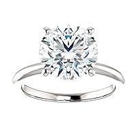 3.50 CT Round Moissanite Engagement Ring Colorless Wedding Bridal Solitaire Halo Bazel Style Solid Sterling Silver 10K 14K 18K Solid Gold Promise Ring Gift for Her