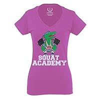 Funny Cool Graphic T REX Workout Love Leg Day Gym Squat University Gym for Women V Neck Fitted T Shirt