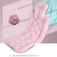 Full Body Bath Tub Pillow,Bathtub Cushion for with Strong Non-Slip Suction Cups,Spa Bathtub Mat Mattress Neck and Back Support,Fits Most of Hot Tubs,Soft & Quick-Drying,44 x 15.7 inch, Pink