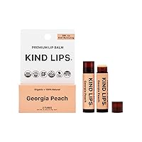 Kind Lips Lip Balm - Nourishing & Moisturizing Lip Care for Dry Lips Made from Shea Butter, Beeswax with Vitamin E | Georgia Peach Flavor | 0.15 Ounce (Pack of 2)