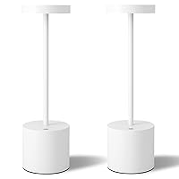 Cordless Table Lamps Set of 2, 5000mAh Rechargeable Battery Powered Lamp, 3 Color Stepless Dimmable LED Table Lamp, Portable Table Light for Outdoor/Indoor/Restaurant/Home. (White)
