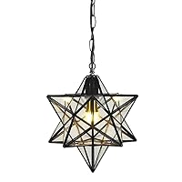 12 inch Moravian Star Pendant Light Ceiling Hanging Drop Lighting Fixture for Kitchen Island Living Room Bedroom Hallway Clear Glass Light Shade LED Bulb Included (30CM Pendant Light)