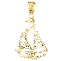 Silver Sail Boat Pendant | 14K Yellow Gold-plated 925 Silver Sail Boat Pendant