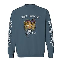 VICES AND VIRTUES Front Tiger Graphic Japanese Till Death Anime men's Crewneck Sweatshirt