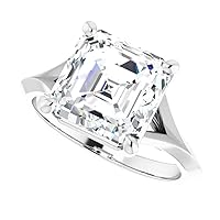 Moissanite Solitaire Ring, 4 Carat, Silver Tone, Colorless, Prong Setting