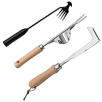 3 Pack Weed Puller Tool, Manual Hand Weeder Paver, Crack Weeder, Stainless Steel Crevice Weeding Digger Tool, Paving Brick Moss Removal, L-Shape Gardening Crack Sickle for, Lawn Edger and Driveway