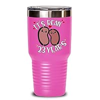 23rd Anniversary Tumbler for Husband Wife Funny Vegan Vegetarian Food Pun Its Bean 23 Years Silver Plate Cute Keepsake for Married Couples Parents 20