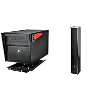 Mail Boss 7500 Mail Manager Pro Curbside Security, Black Locking Mailbox and Mail Boss 7127 Surface Mount, Black Mailbox Post