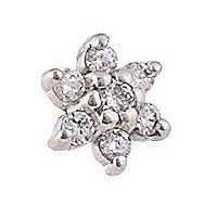 (1 Piece) Flower Dermal top with Clear CZ Surgical Steel (14g)