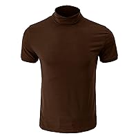 Men's Henley Shirts Short Sleeve Turtleneck Cotton Casual Shirt Tees Fashion Solid Daily Undershirt Pullover T-Shirts