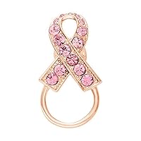 Pink Crystal Ribbon Breast Cancer Awareness Magnetic Eyeglass Holder Safety Magnetic Brooch