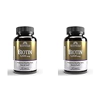 Biotin 5000 mcg, Supports Healthy Hair, Skin & Nails, Metabolism Booster, 60 Count, 60 Servings (Pack of 2)