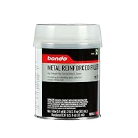 Bondo Metal Reinforced Filler - High Strength Filler, Can be Drilled and Tapped - Will Not Rust, 11.2 Fl oz with 0.37 oz Hardener