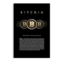 NATVVA Bitcoin: A Peer-to-Peer Electronic Cash System Satoshi Nakamoto White Wall Art Poster Canvas Prints Painting Picture Artwork Bedroom Office Decor No Frame