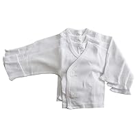 Baby Unisex White Long Sleeve Side-Snap 3-Pack Shirts Preemie-12M