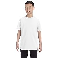 Gildan boys Heavy Cotton T-Shirt(G500B)-WHITE-XS