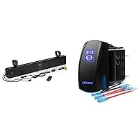BOSS Audio Systems BRT36A ATV UTV Sound Bar System - 36 Inches Wide, IPX5 Rated Weatherproof & MICTUNING LS083601JL Laser Stereo Rocker Switch Kit, On/Off LED Light, 20A 12V, Blue